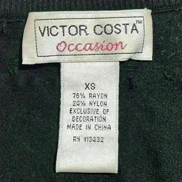 Vintage Victor Costa Womens Floral Beaded Sequin Rayon Cardigan Sweater XS - Picture 3 of 10